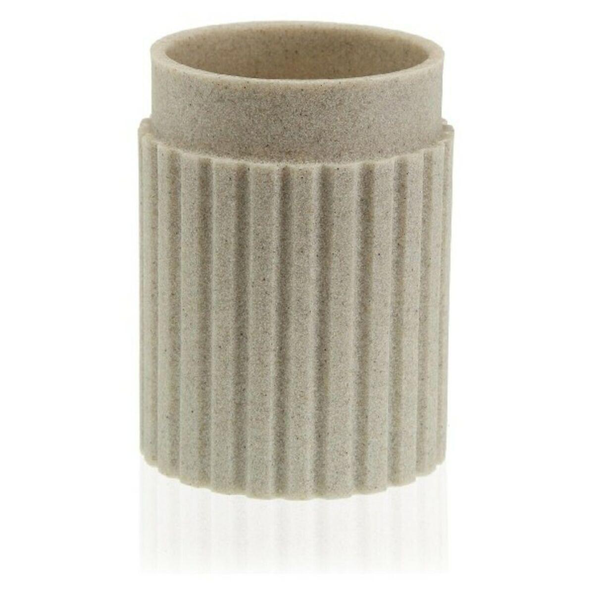 Versa tandbørsteholder i harpiks - sandsten, 7,6 × 9,8 × 7,6 cm