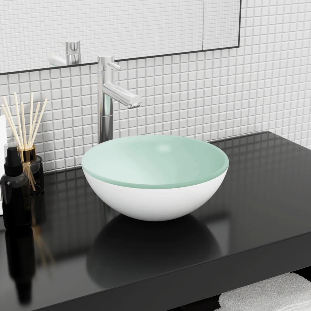 Håndvask 30x12 cm hærdet glas hvid