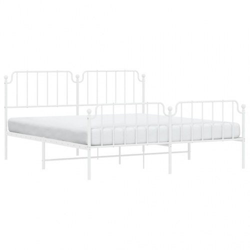 Sengeramme med gavl og fodende 183×213 cm - metal, hvid