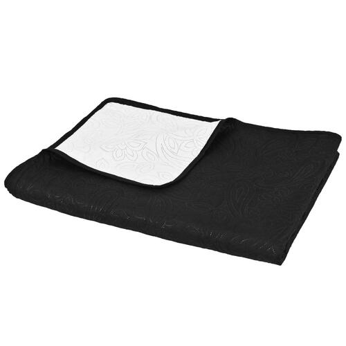 Dobbeltsidet quiltet sengetæppe 220 x 240 cm sort og hvid