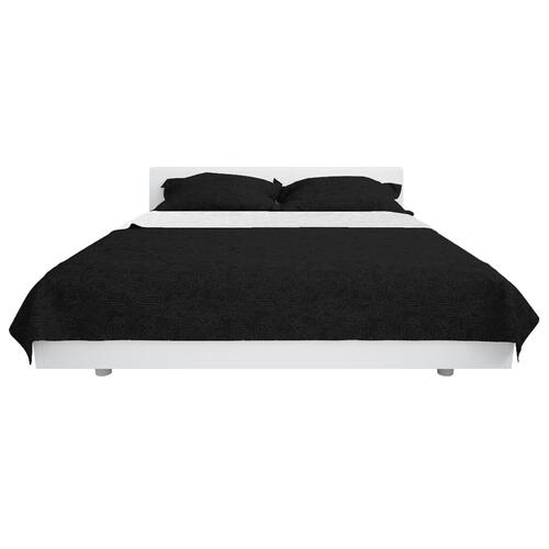 Dobbeltsidet quiltet sengetæppe 230 x 260 cm sort og hvid