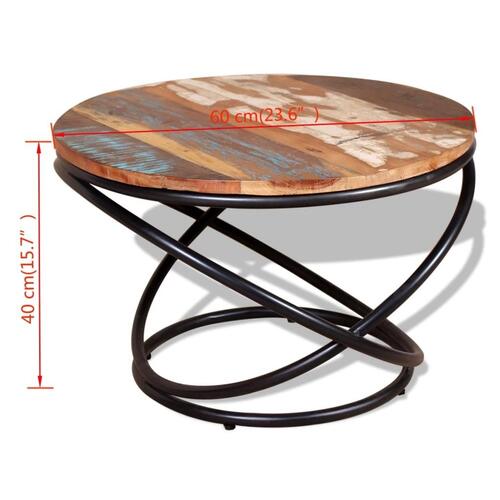 Sofabord 60x60x40 cm massivt genbrugstræ