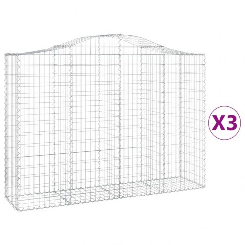 Buede gabionkurve 3 stk. - 200×50×140/160 cm i galvaniseret jern