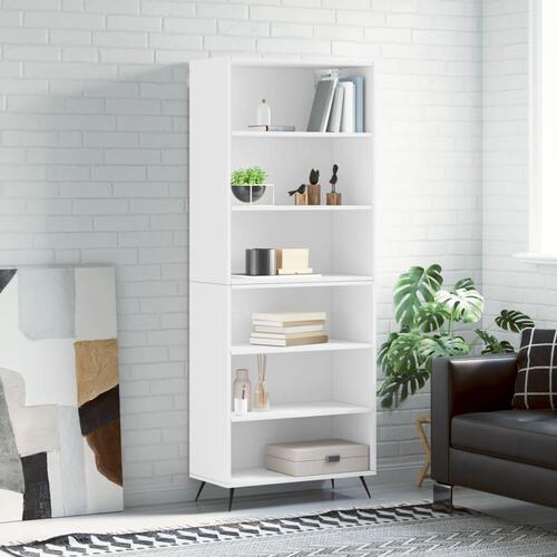 Reol 69,5x32,5x180 cm konstrueret træ hvid