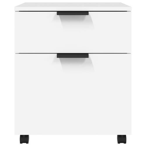 Arkivskab med hjul 45x38x54 cm konstrueret træ hvid