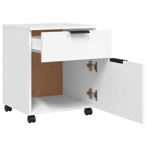 Arkivskab med hjul 45x38x54 cm konstrueret træ hvid