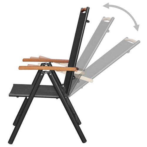 Foldbare havestole 4 stk. aluminium og textilene sort