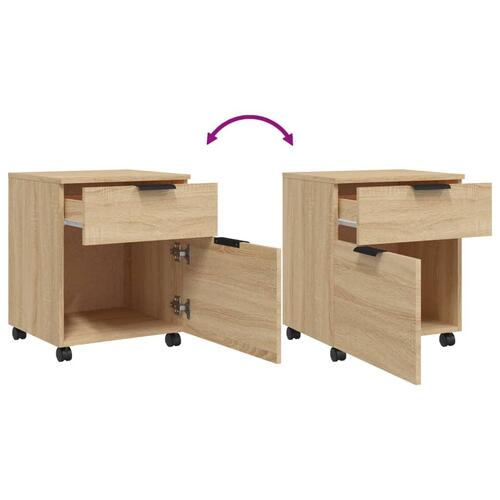 Arkivskab med hjul 45x38x54 cm konstrueret træ sonoma-eg