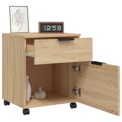 Arkivskab med hjul 45x38x54 cm konstrueret træ sonoma-eg