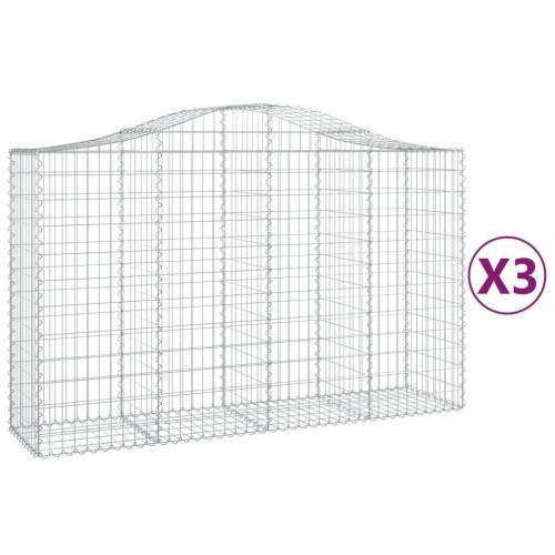 Buede gabionkurve - 3 stk. 200×50×120/140 cm i galvaniseret jern