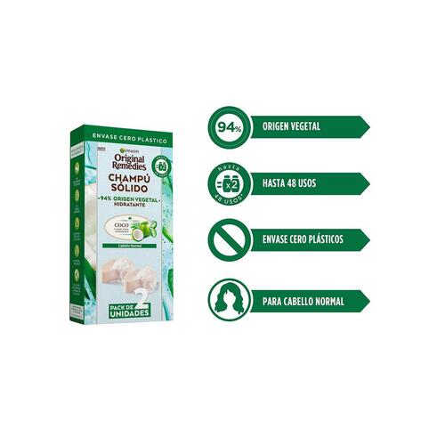 Shampoo Bar Garnier Original Remedies X Fugtgivende Kokos 2 enheder 60 g