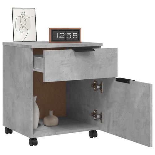 Arkivskab med hjul 45x38x54 cm konstrueret træ betongrå