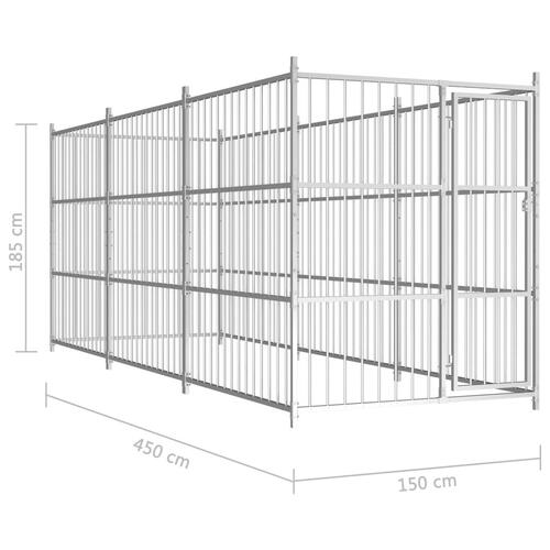 Udendørs hundeløbegård 450 x 150 x 185 cm