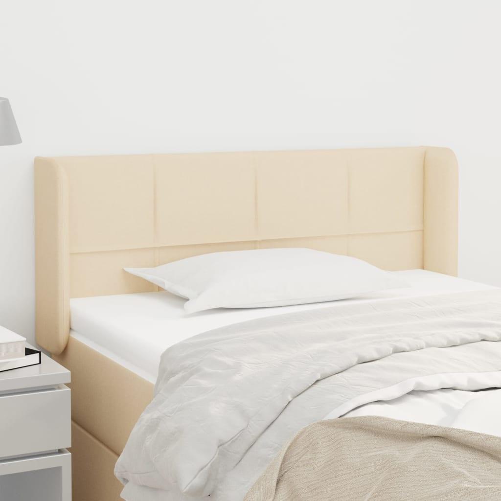 Sengegavl med kanter 103×16×78/88 cm - stof, cremefarvet