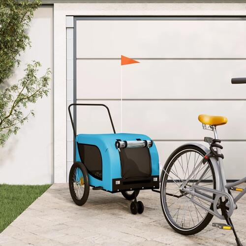 Hundetrailer til cykel oxfordstof og jern blå og sort
