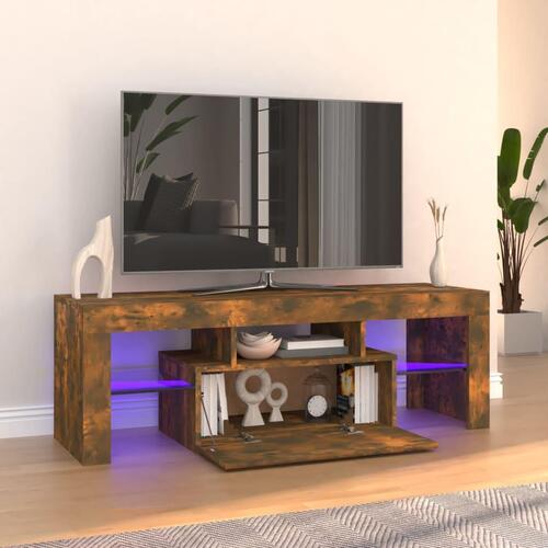 Tv-bord med LED-lys 120x35x40 cm røget eg