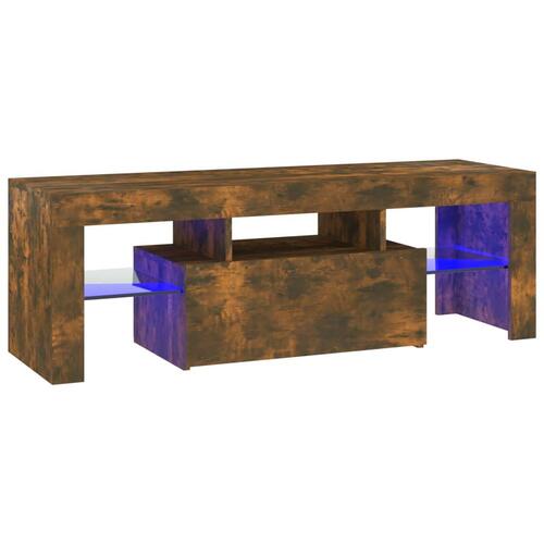 Tv-bord med LED-lys 120x35x40 cm røget eg