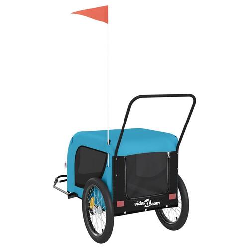Hundetrailer til cykel oxfordstof og jern blå og sort