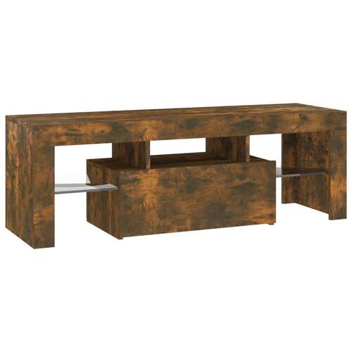 Tv-bord med LED-lys 120x35x40 cm røget eg
