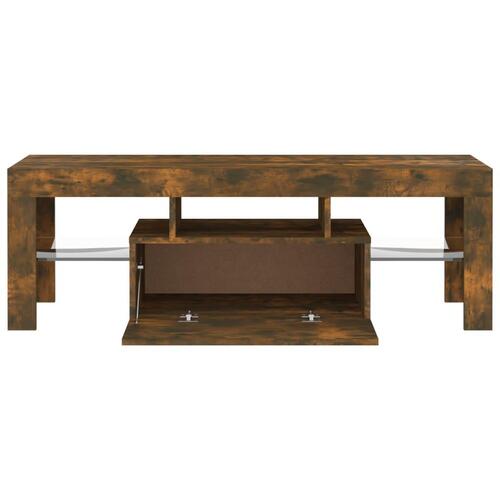 Tv-bord med LED-lys 120x35x40 cm røget eg
