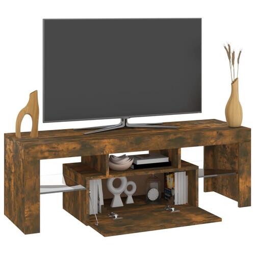 Tv-bord med LED-lys 120x35x40 cm røget eg