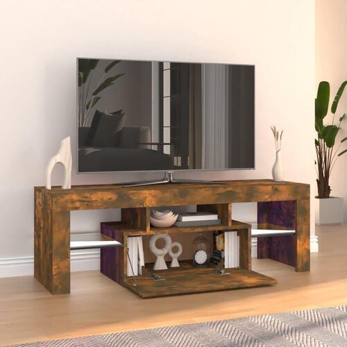 Tv-bord med LED-lys 120x35x40 cm røget eg