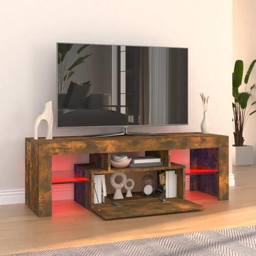 Tv-bord med LED-lys 120x35x40 cm røget eg