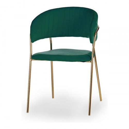 Spisebordsstol - grøn/gylden, polyester og jern
