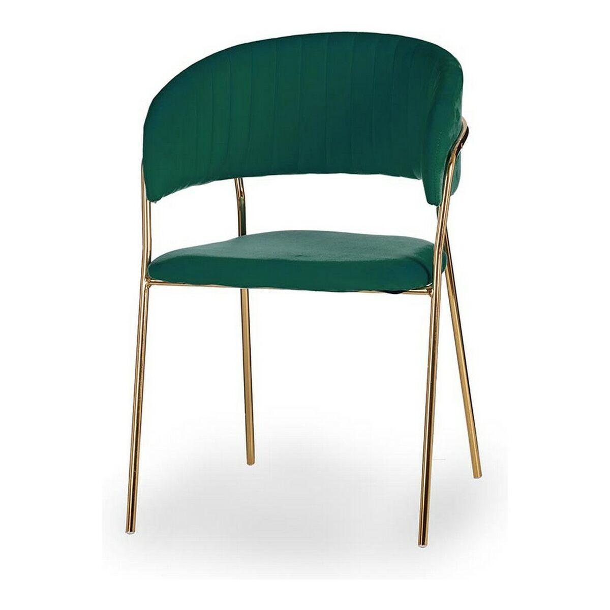 Spisebordsstol - grøn/gylden, polyester og jern