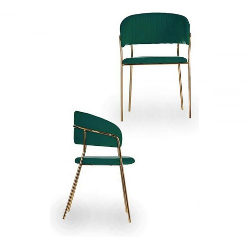 Spisebordsstol - grøn/gylden, polyester og jern