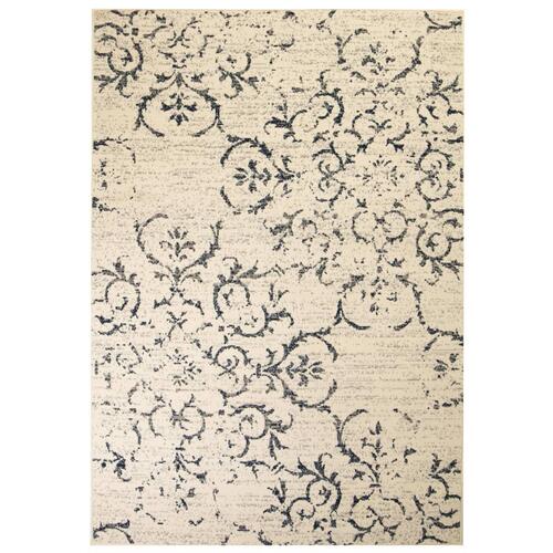 Moderne tæppe blomsterdesign 120 x 170 cm beige/blå