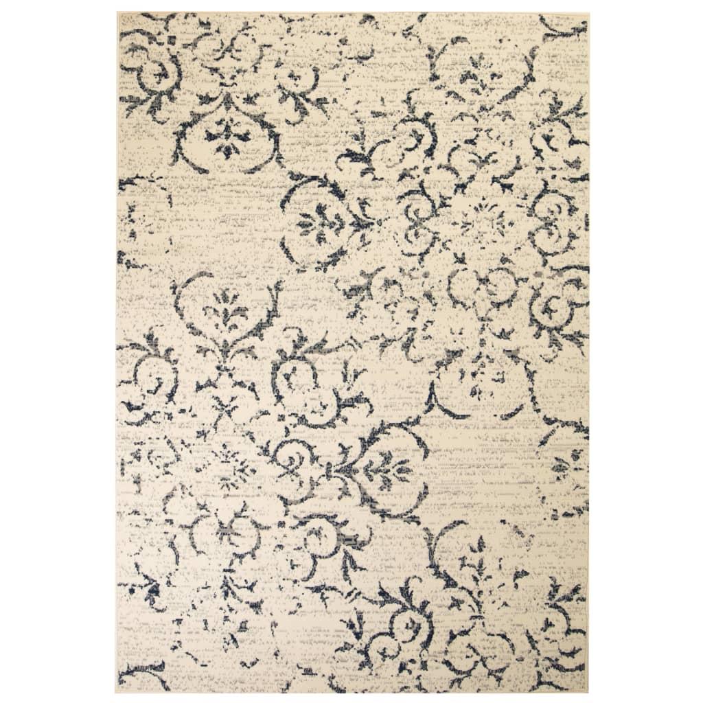 Moderne tæppe blomsterdesign 120 x 170 cm beige/blå