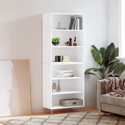 Reol 69,5x32,5x180 cm konstrueret træ hvid