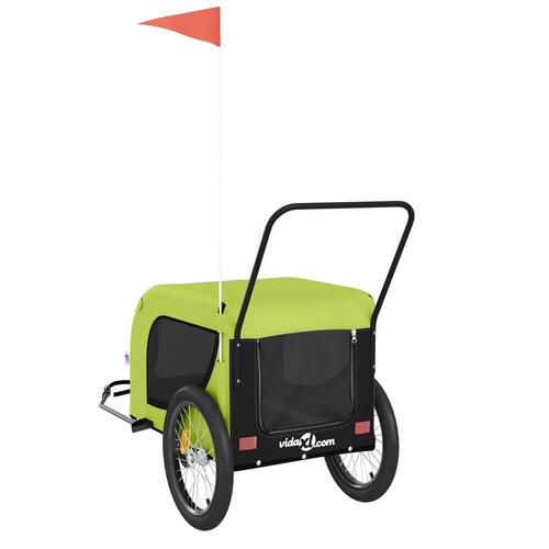 Hundetrailer til cykel oxfordstof og jern grøn og sort