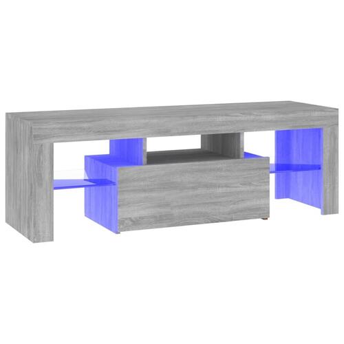 Tv-bord med LED-lys 120x35x40 cm grå sonoma-eg