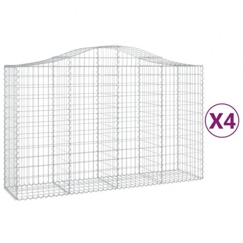 Buede gabionkurve - 4 stk. 200×50×120/140 cm i galvaniseret jern
