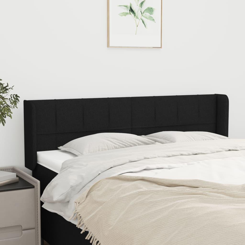 Sengegavl med kanter 147x16x78/88 cm stof sort