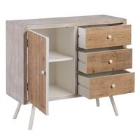 Entrebord med skuffer COUNTRY 90 x 35 x 80 cm Natur Hvid Gran Træ MDF