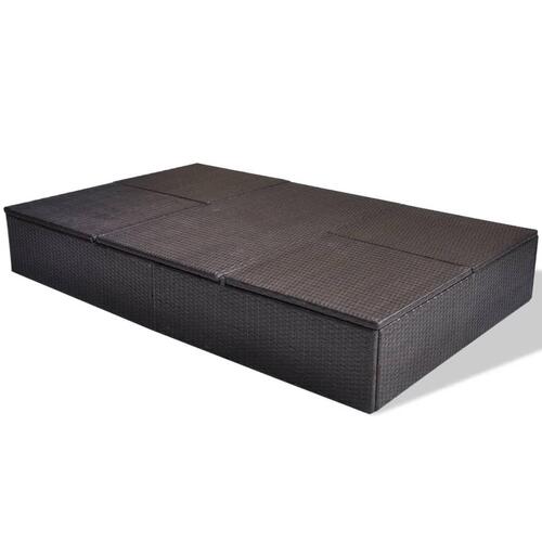 Dobbelt solseng med hynde polyrattan brun