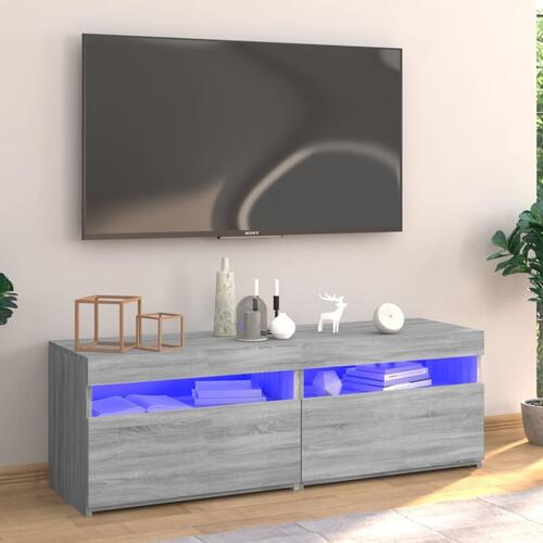 Tv-bord med LED-lys 120x35x40 cm grå sonoma-eg
