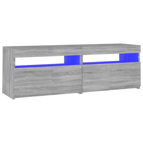 Tv-bord med LED-lys 120x35x40 cm grå sonoma-eg