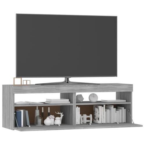 Tv-bord med LED-lys 120x35x40 cm grå sonoma-eg