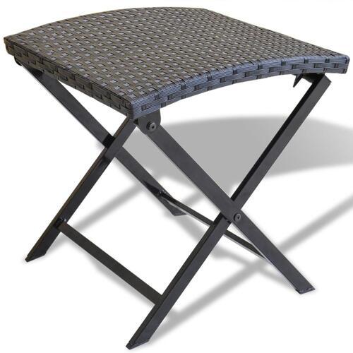 Foldbar skammel polyrattan sort