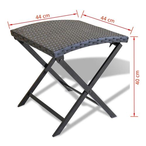 Foldbar skammel polyrattan sort
