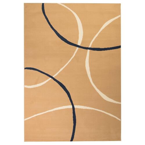 Moderne tæppe cirkeldesign 140 x 200 cm brun