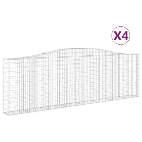 Buede gabionkurve 4 stk. 400x30x120/140 cm galvaniseret jern