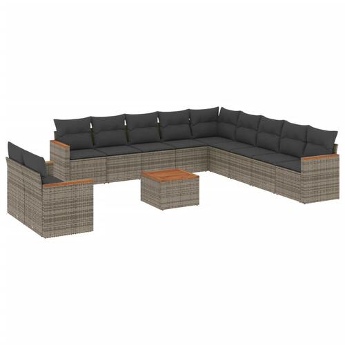 Sofasæt til haven 12 dele med hynder polyrattan grå