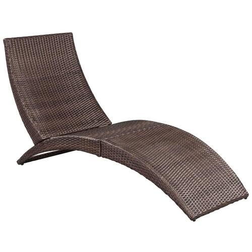 Foldbar liggestol med hynde polyrattan brun