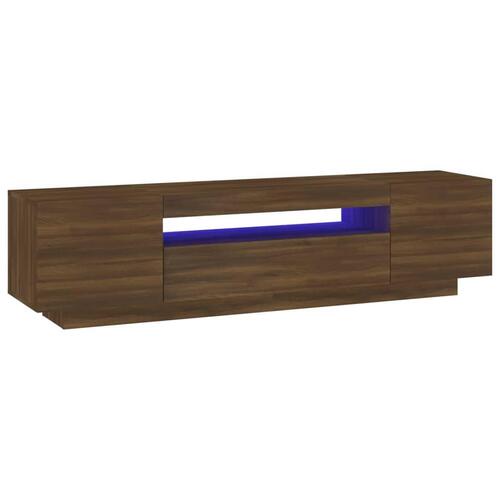 Tv-bord med LED-lys 160x35x40 cm brun egetræsfarve