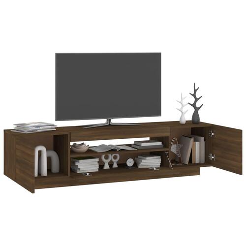 Tv-bord med LED-lys 160x35x40 cm brun egetræsfarve